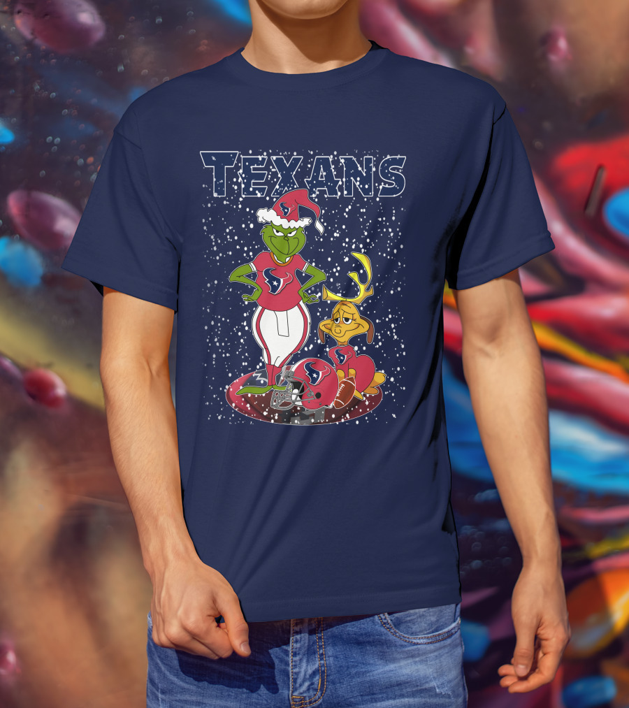 Grinch Christmas Houston Texans Holiday Football Collaboration T-Shirt