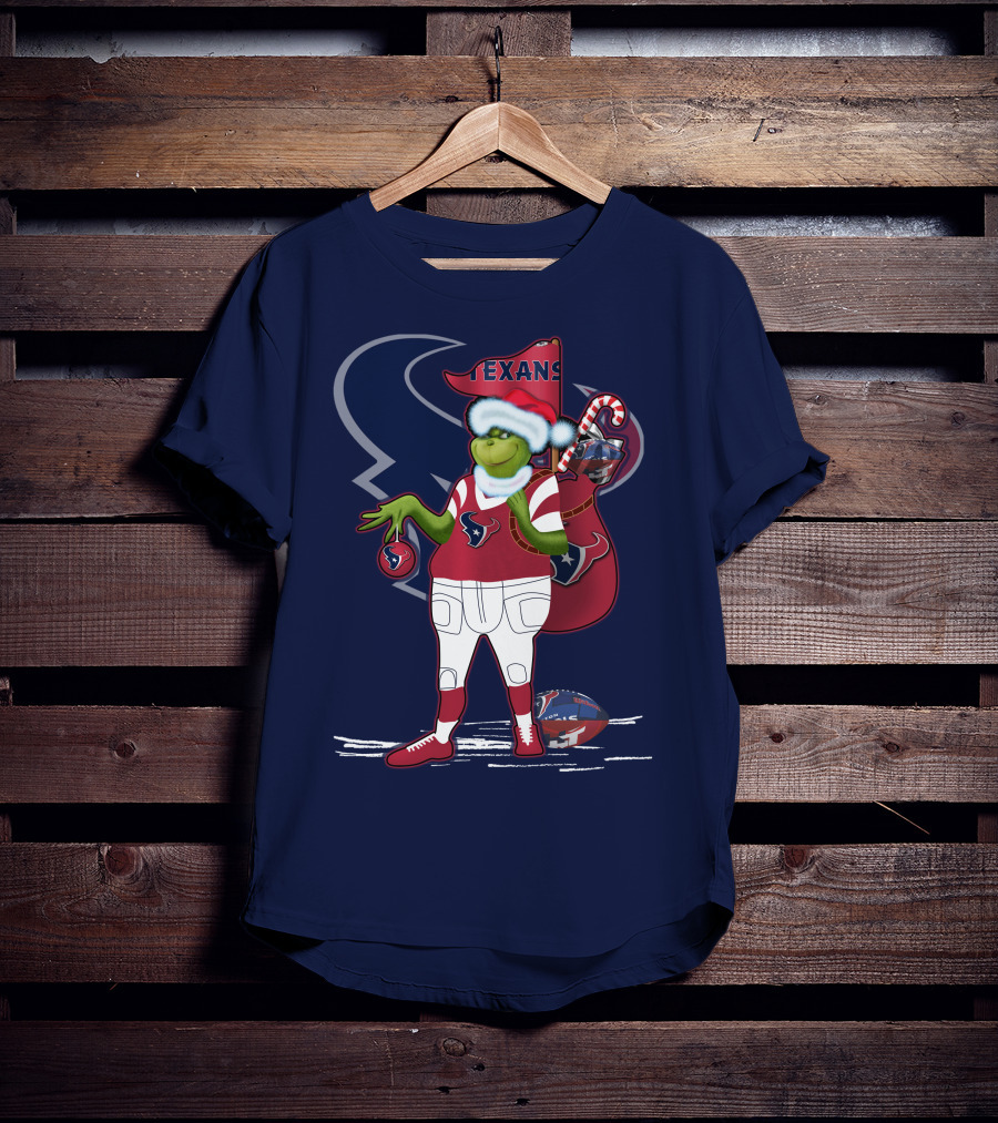 Grinchxmas Houston Texans Christmas Football Theme T-Shirt