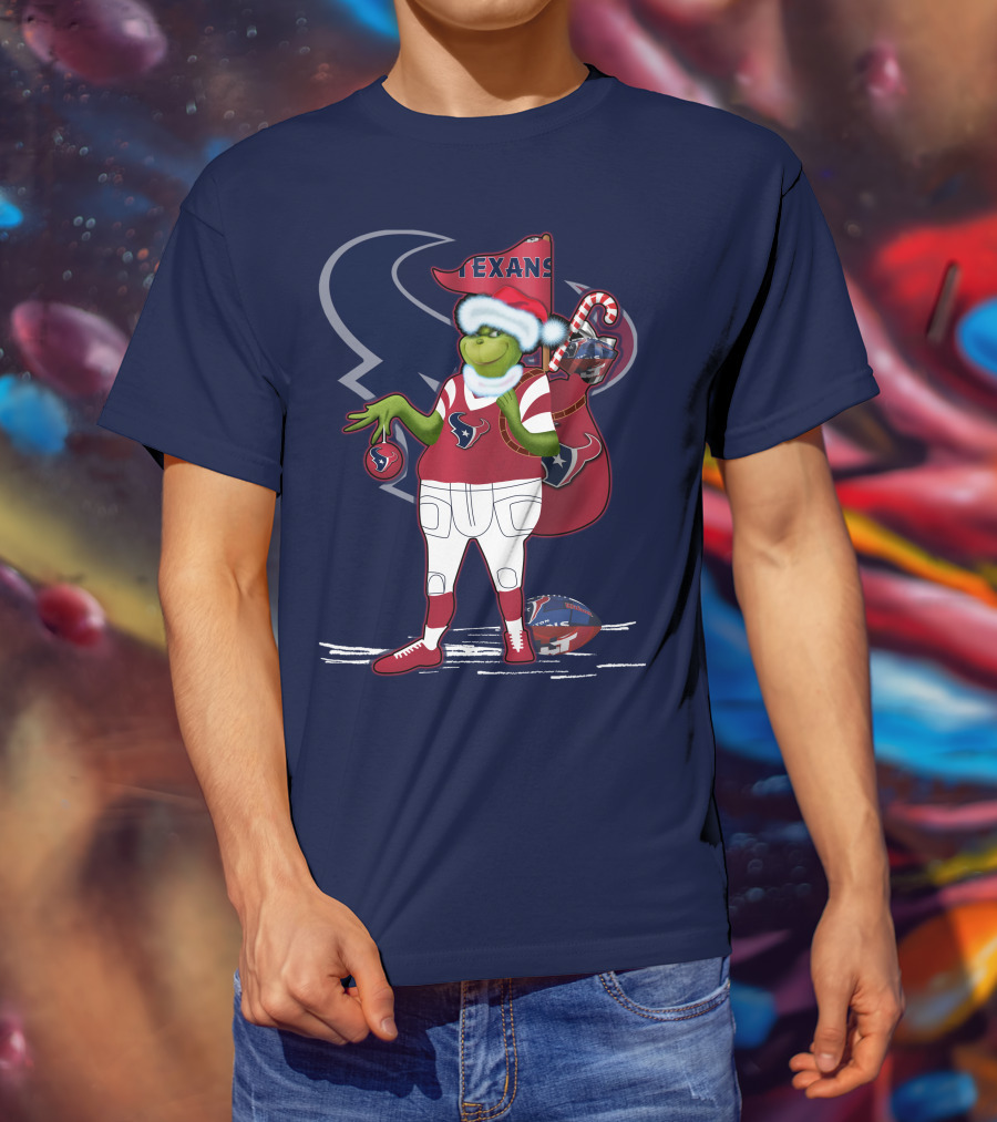 Grinchxmas Houston Texans Christmas Football Theme T-Shirt