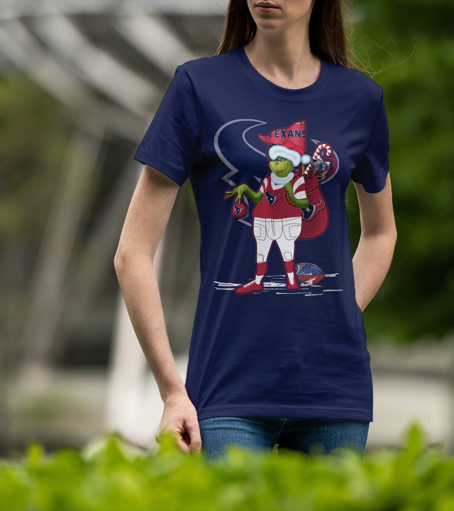 Grinchxmas Houston Texans Christmas Football Theme T-Shirt