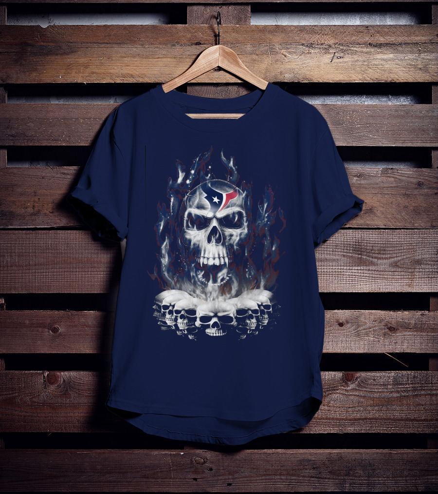Houston Texans 28 Skull Flame T-Shirt