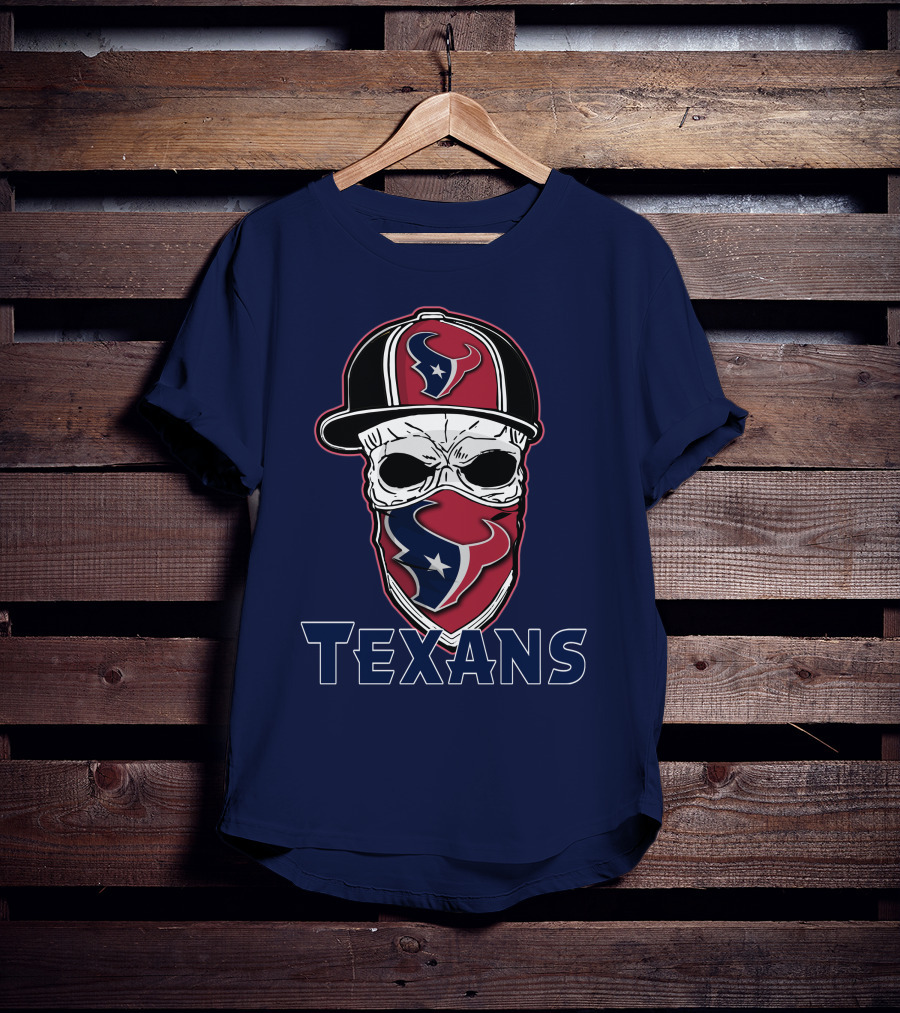 Houston Texans Skull Hat T-Shirt