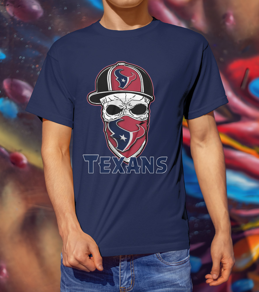 Houston Texans Skull Hat T-Shirt