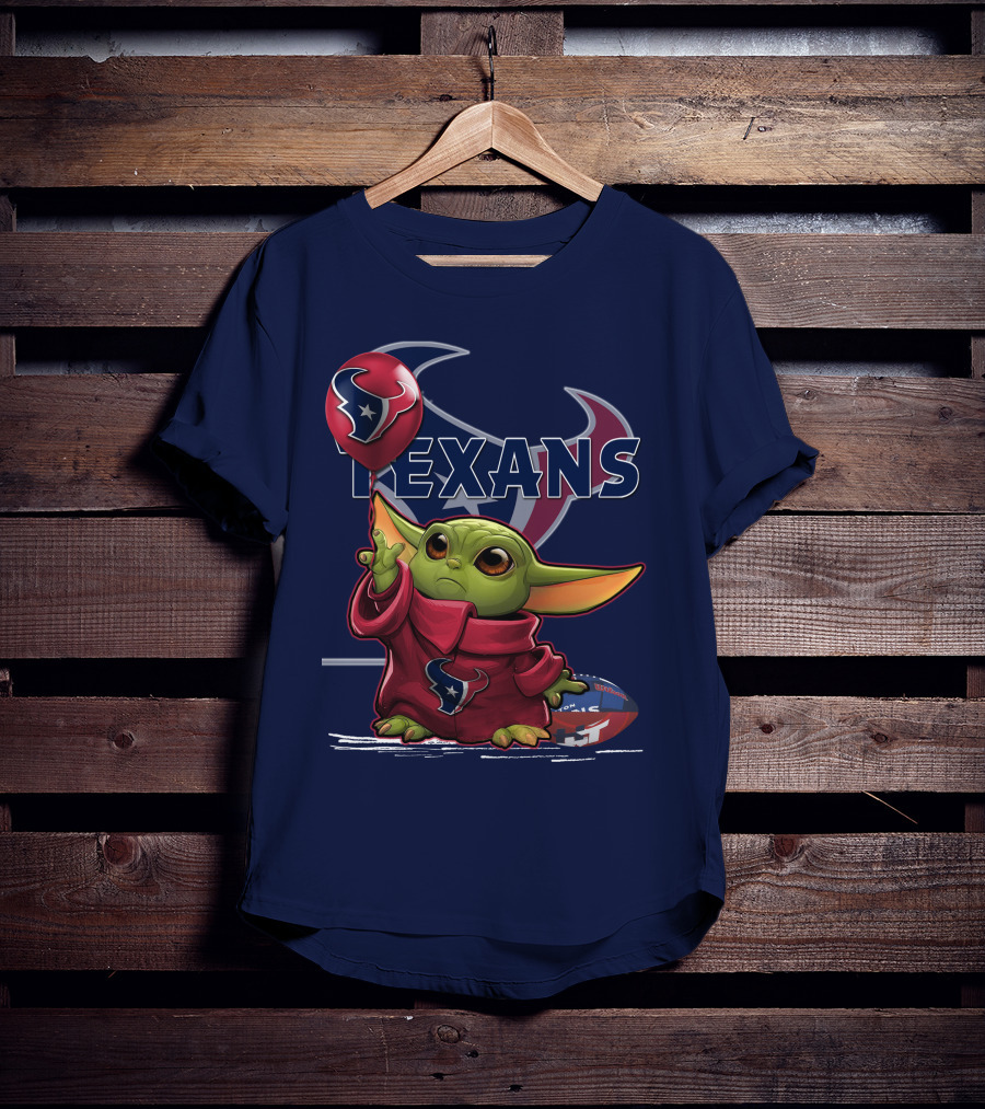 Yoda Texans Holding Balloon Football T-Shirt