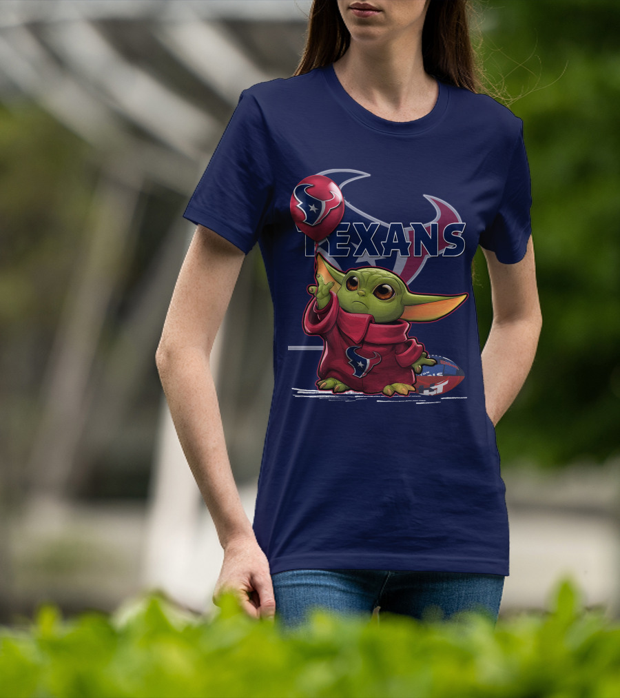 Yoda Texans Holding Balloon Football T-Shirt