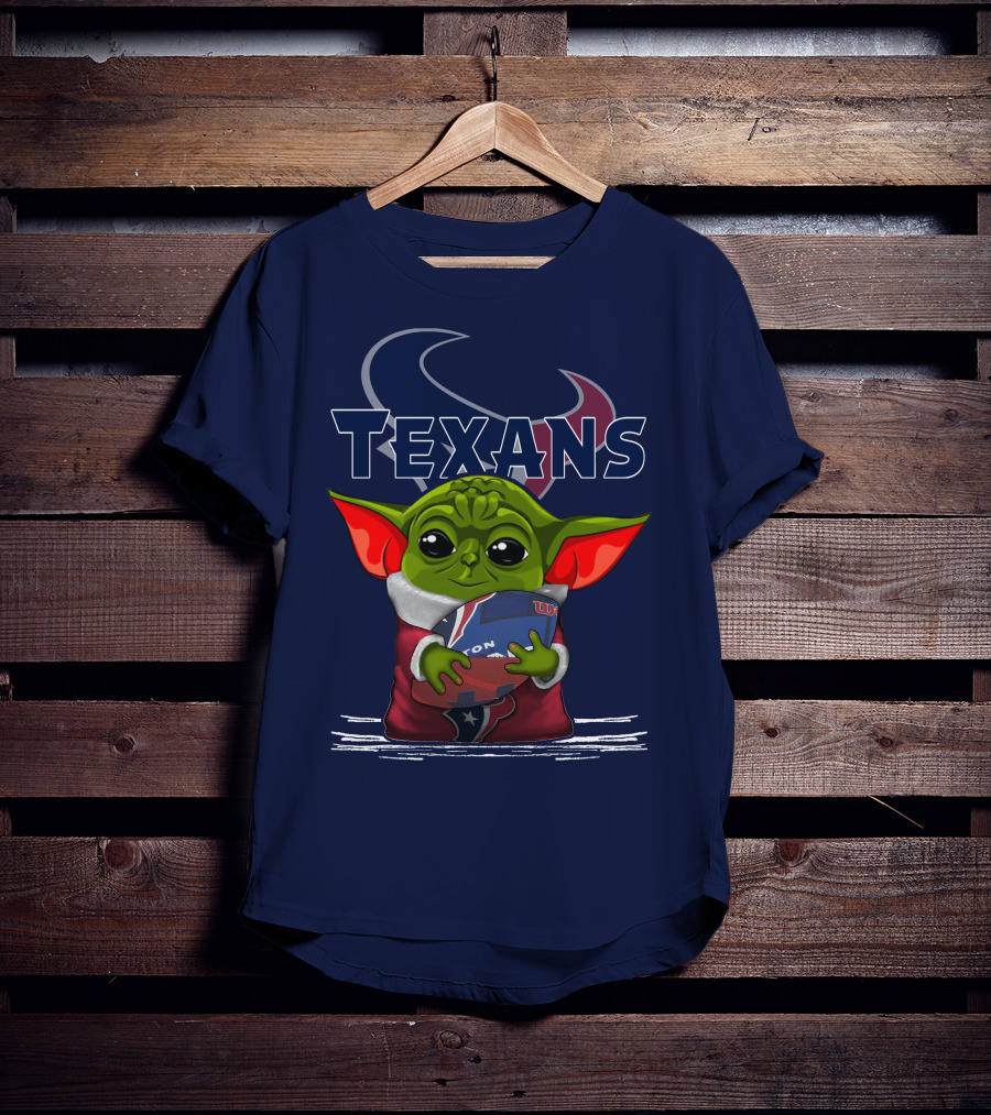 Texans Yoda Holding Football Houston NFL T-Shirt