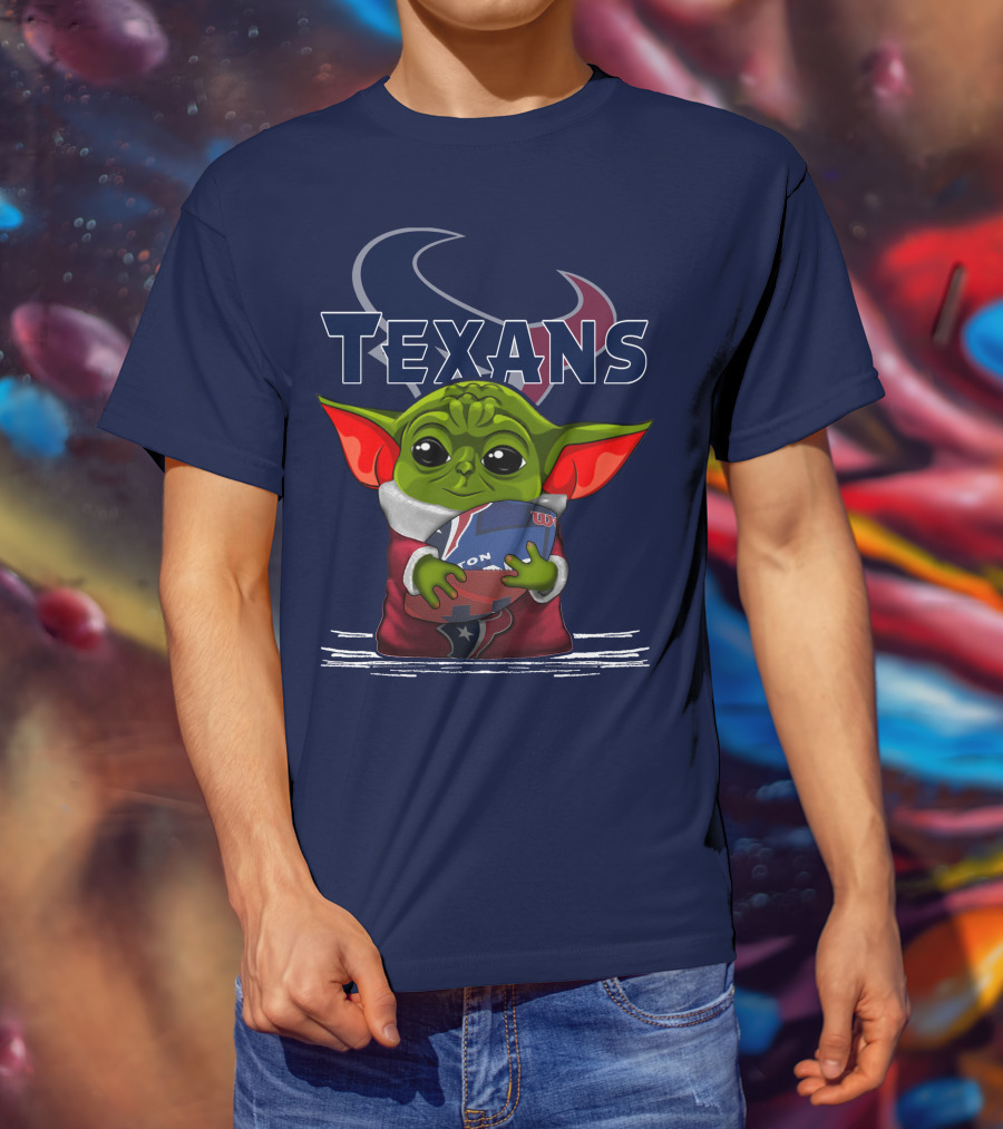 Texans Yoda Holding Football Houston NFL T-Shirt