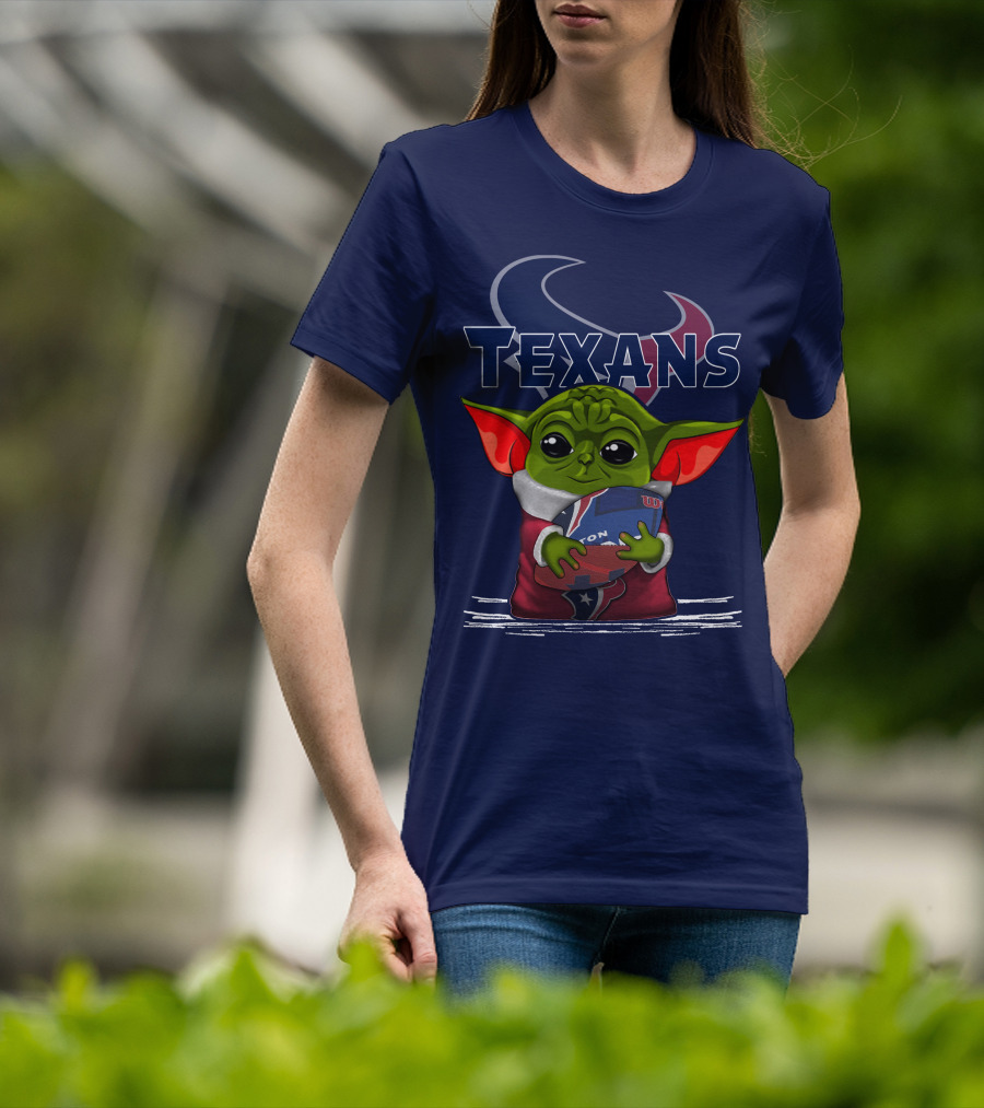 Texans Yoda Holding Football Houston NFL T-Shirt