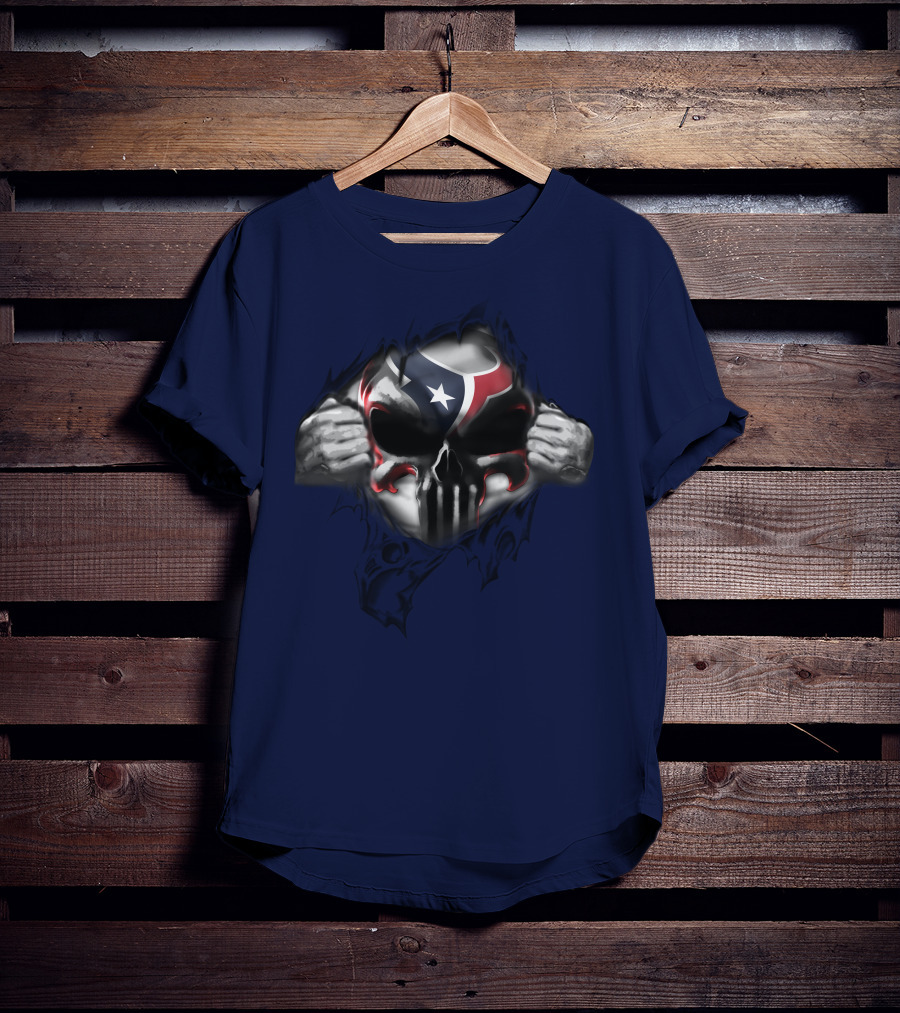 Houston Texans 67 Skull Texas Flag T-Shirt
