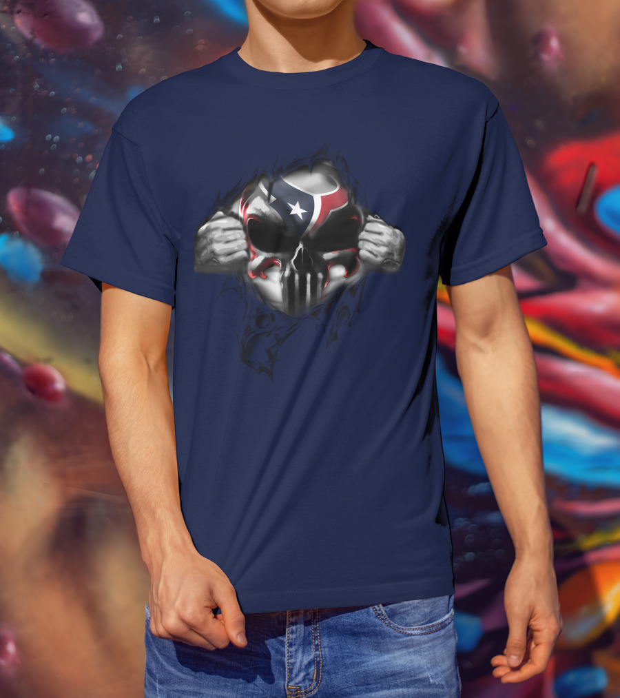 Houston Texans 67 Skull Texas Flag T-Shirt