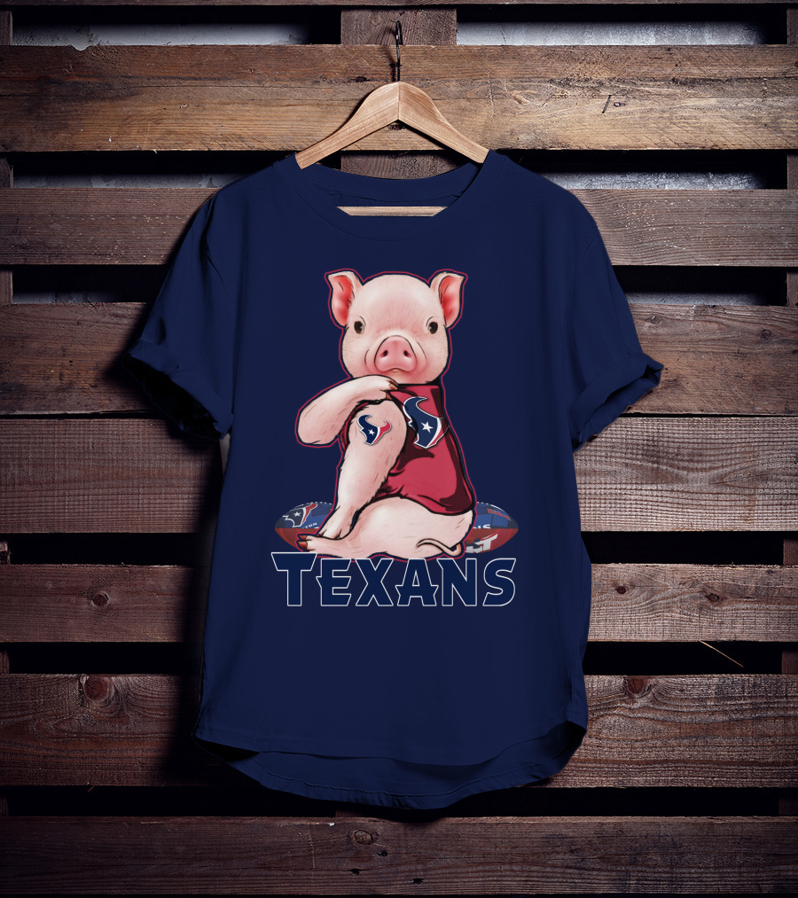 Texans Pig With Houston Logo Football T-Shirt