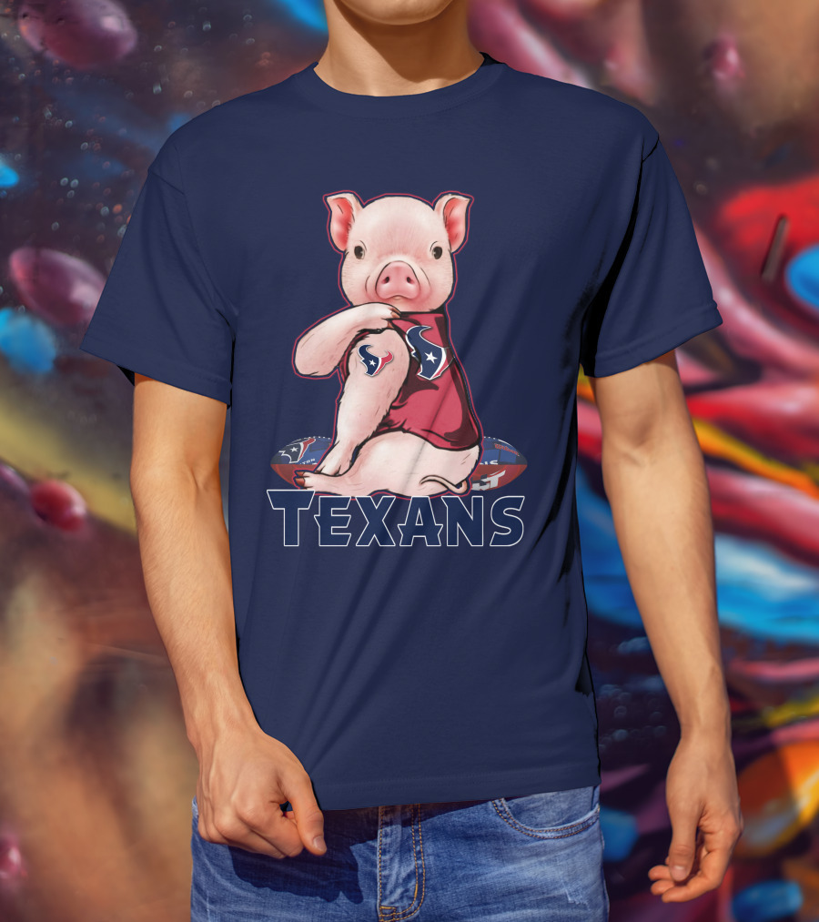 Texans Pig With Houston Logo Football T-Shirt