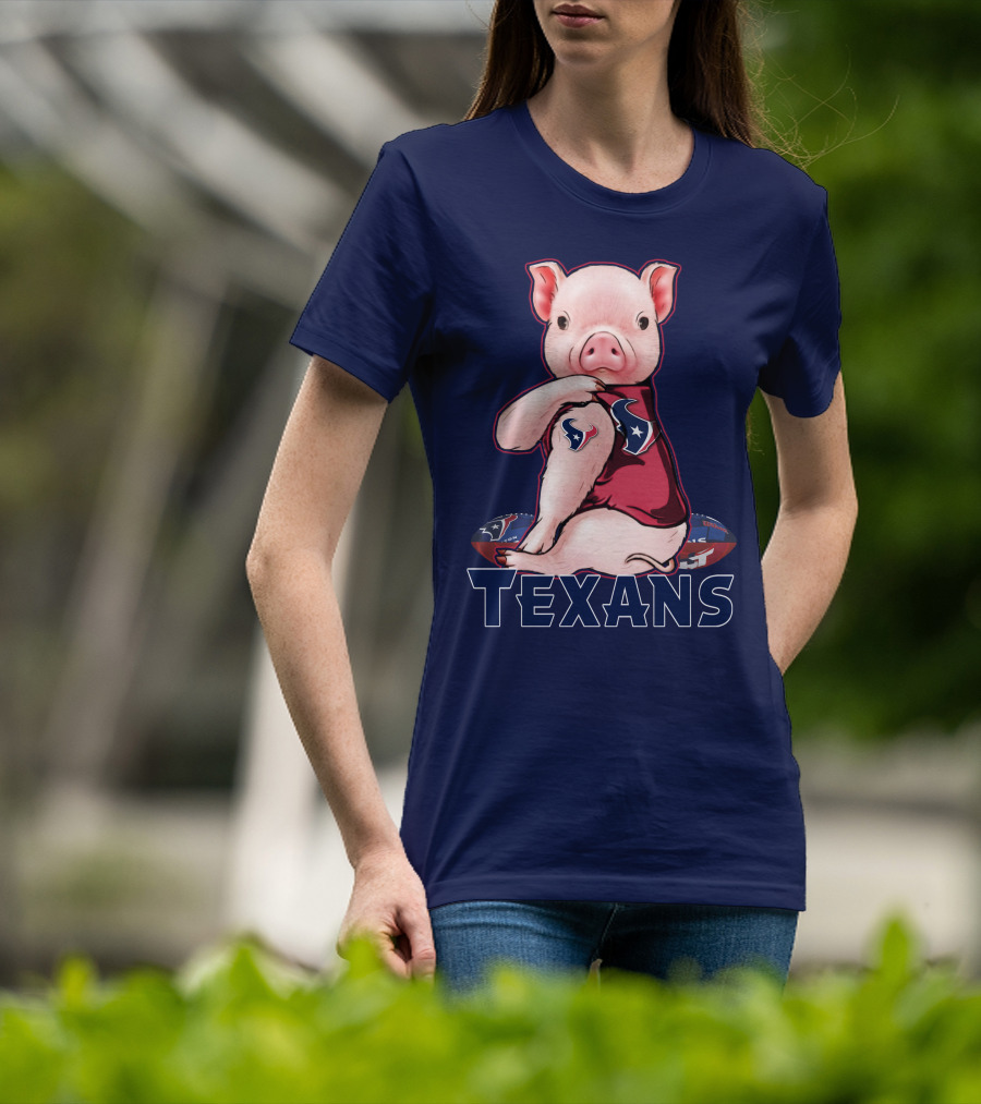 Texans Pig With Houston Logo Football T-Shirt