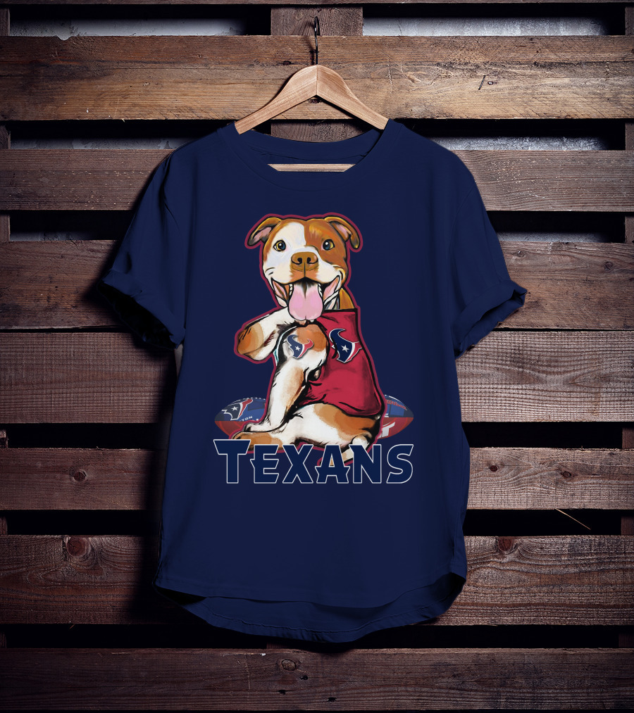 Pittbull Texans Football Icon With Houston Spirit T-Shirt