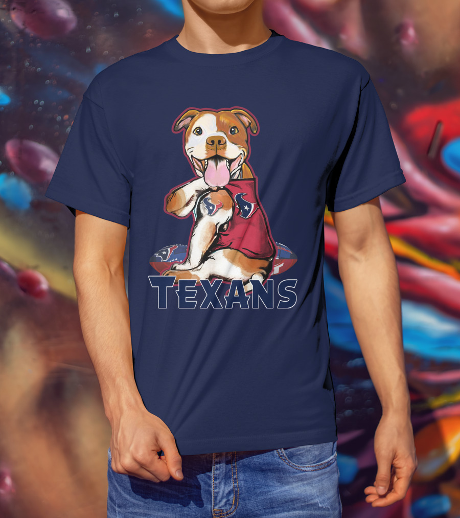 Pittbull Texans Football Icon With Houston Spirit T-Shirt