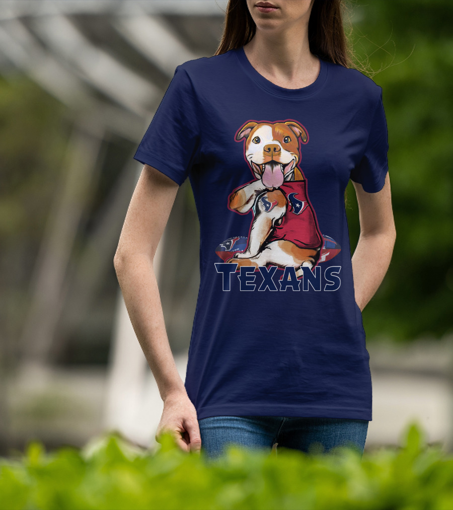 Pittbull Texans Football Icon With Houston Spirit T-Shirt