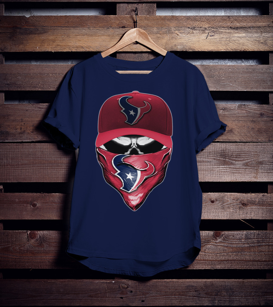 Houston Texans Skull Mask Hat T-Shirt