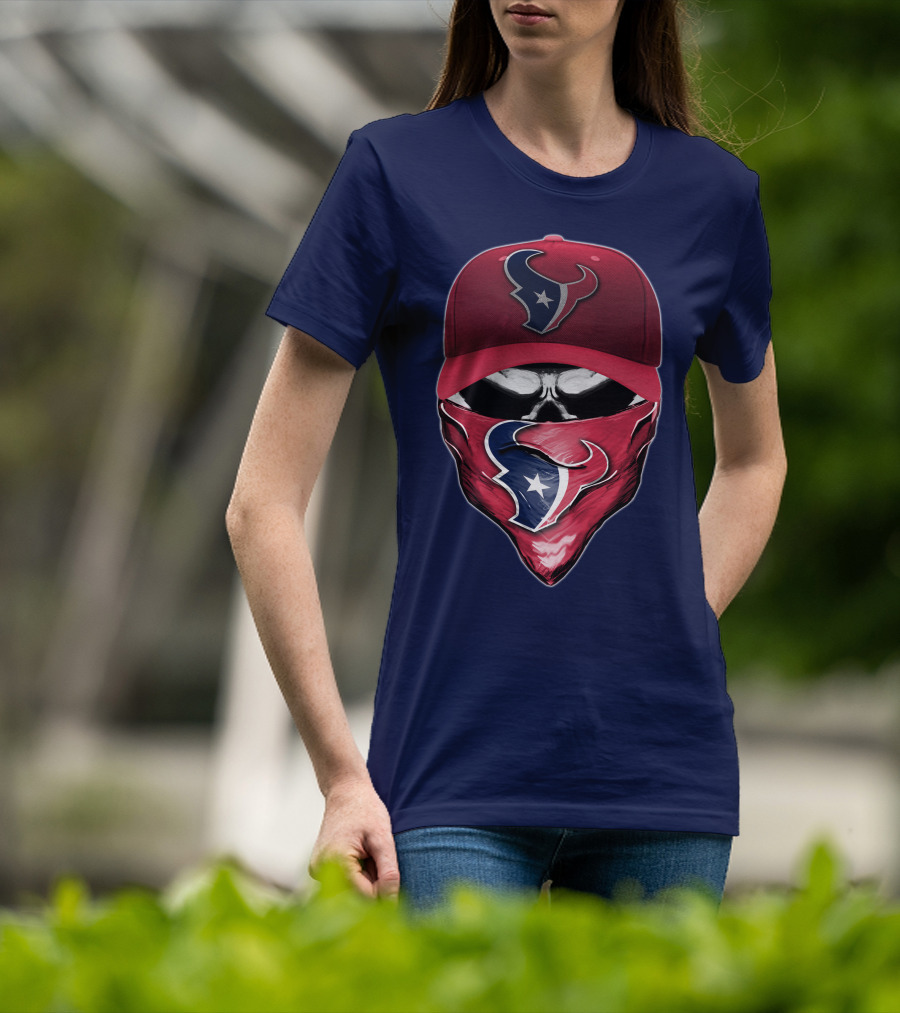Houston Texans Skull Mask Hat T-Shirt