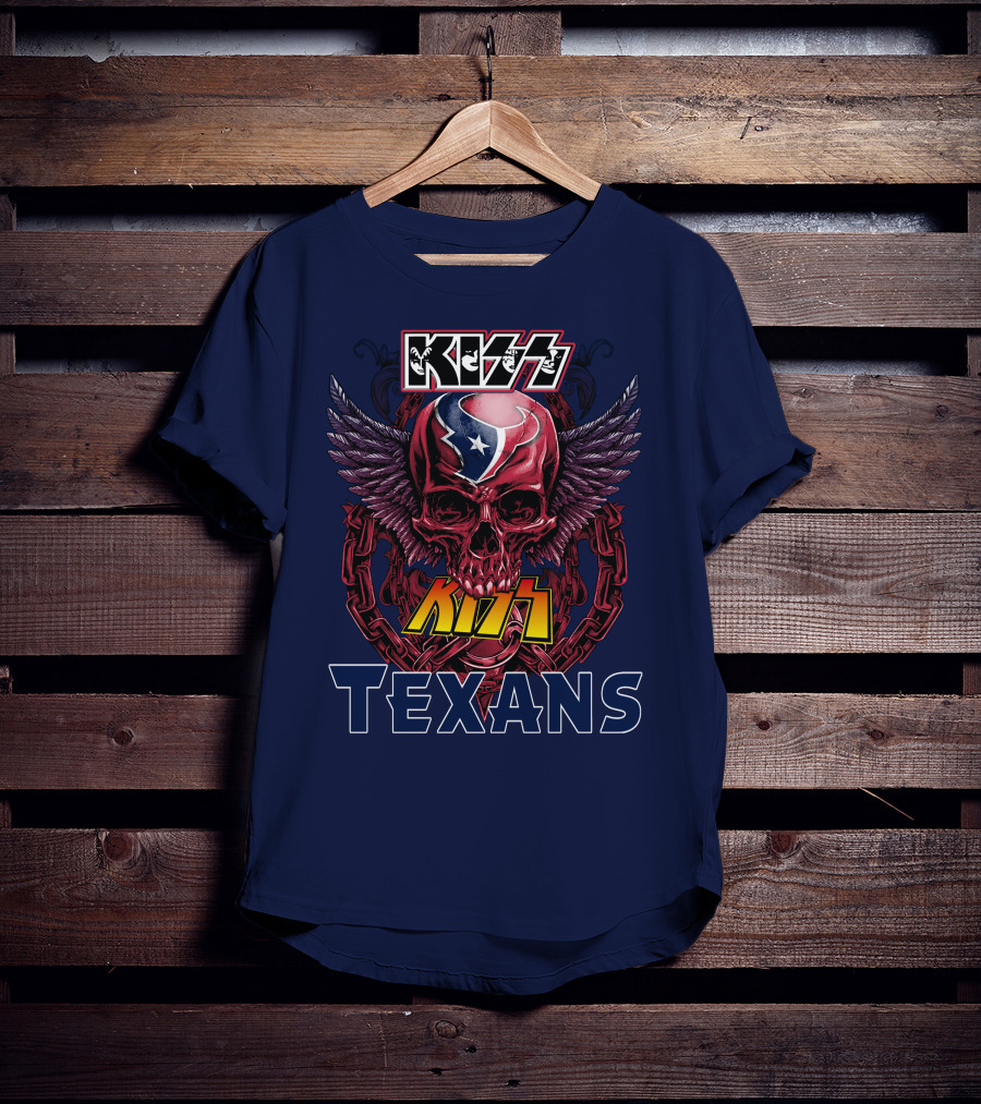KISS Houston Texans Skull Wings T-Shirt