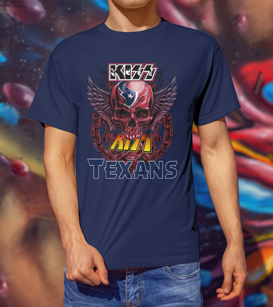 KISS Houston Texans Skull Wings T-Shirt