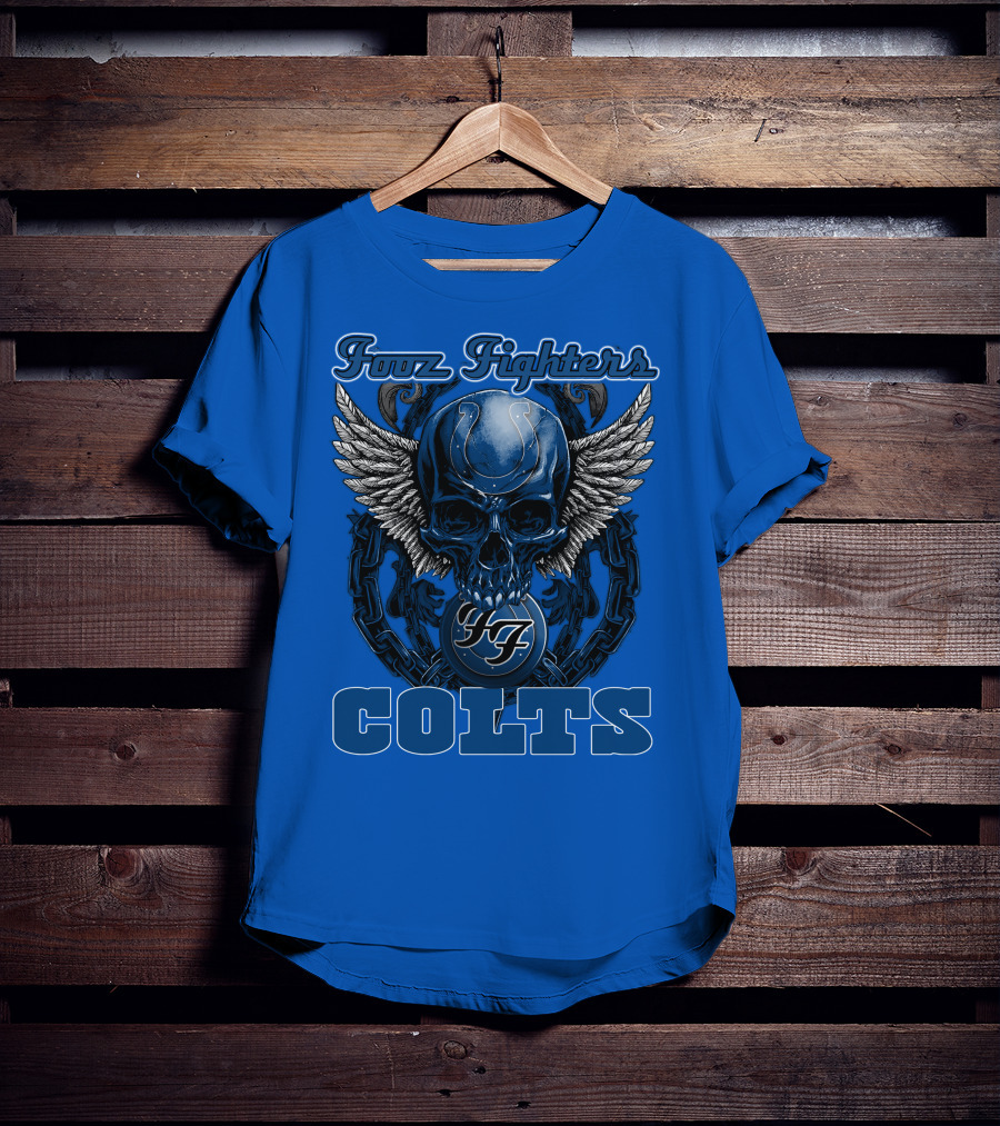 Foo Fighters Indianapolis Colts Wings Skull T-Shirt