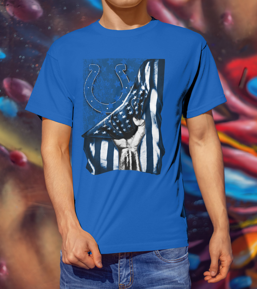 Indianapolis Colts American Flag Horseshoe T-Shirt