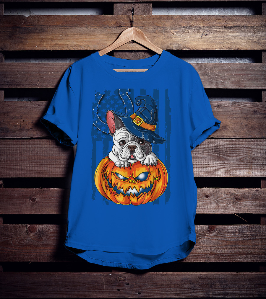 Hlw Bulldog Witch Hat Pumpkin Indianapolis Colts T-Shirt