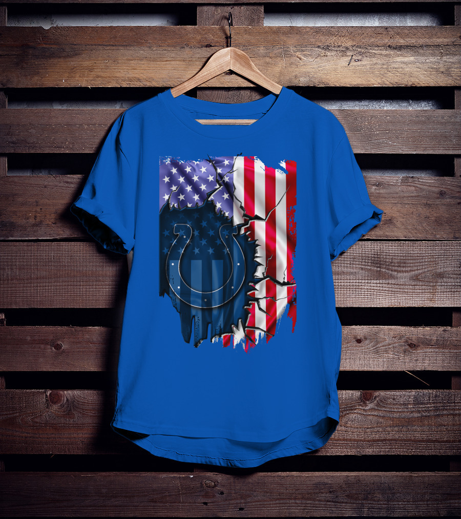 American Flag Indianapolis Colts Horseshoe T-Shirt