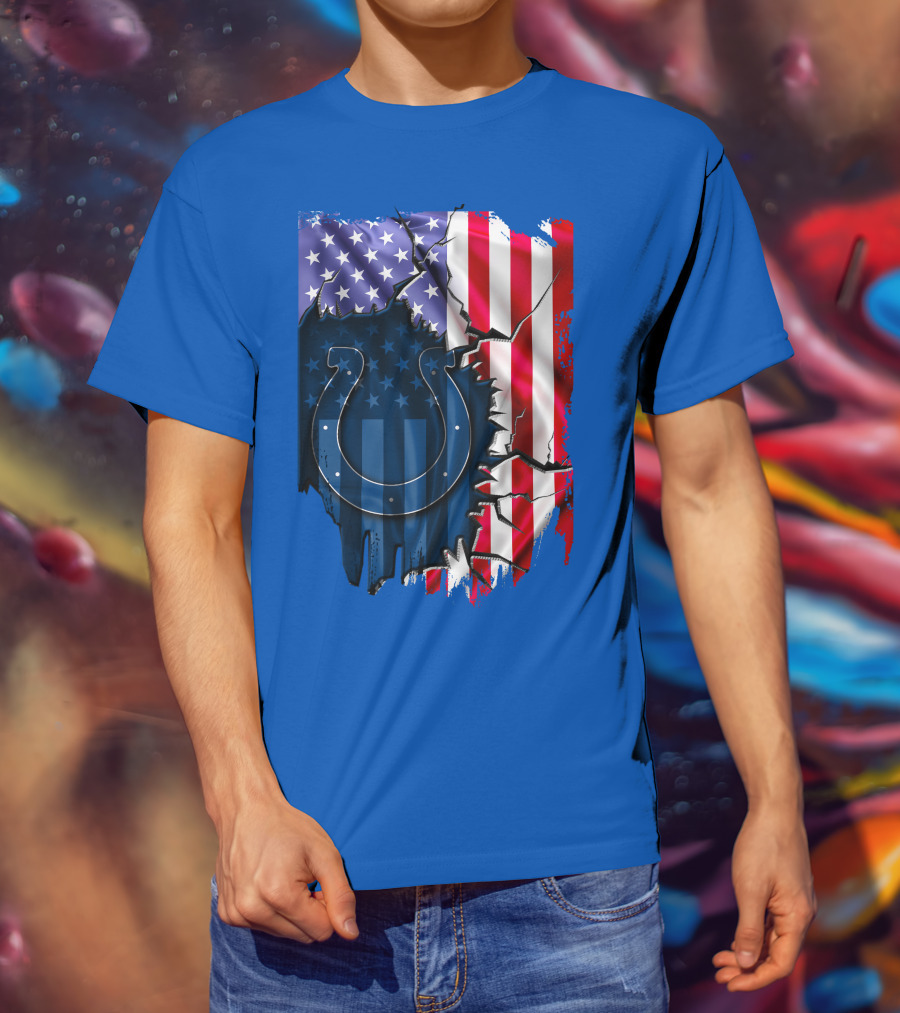 American Flag Indianapolis Colts Horseshoe T-Shirt