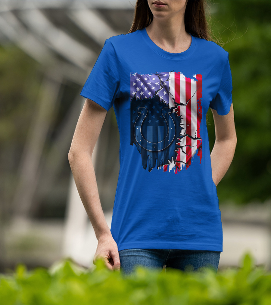 American Flag Indianapolis Colts Horseshoe T-Shirt
