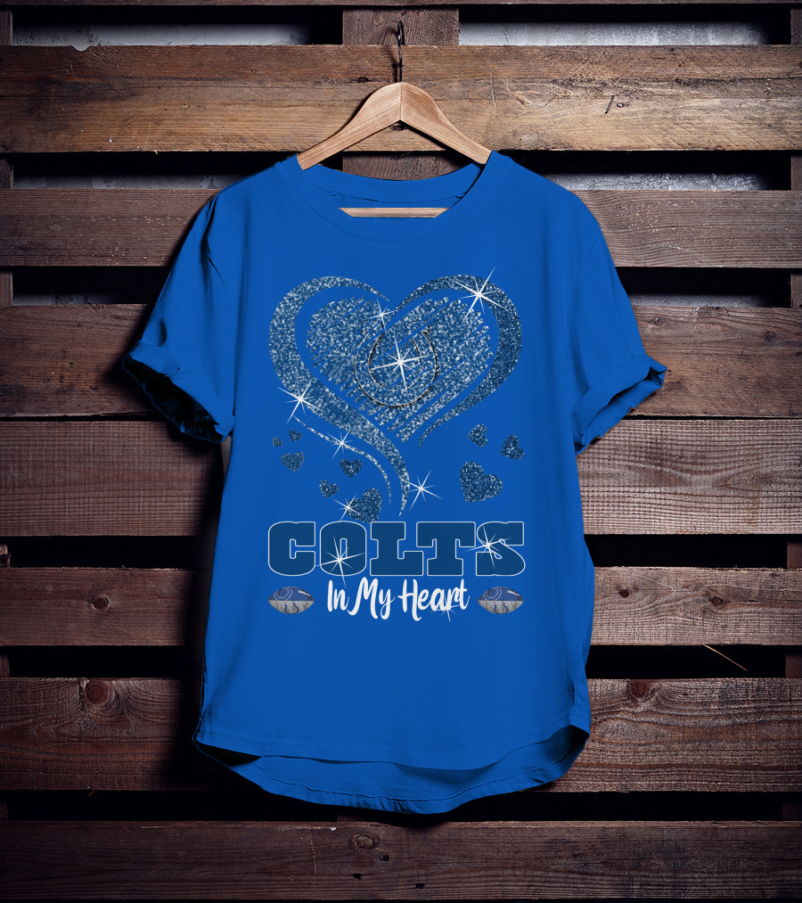 Colts In My Heart Sparkling Blue Heart T-Shirt