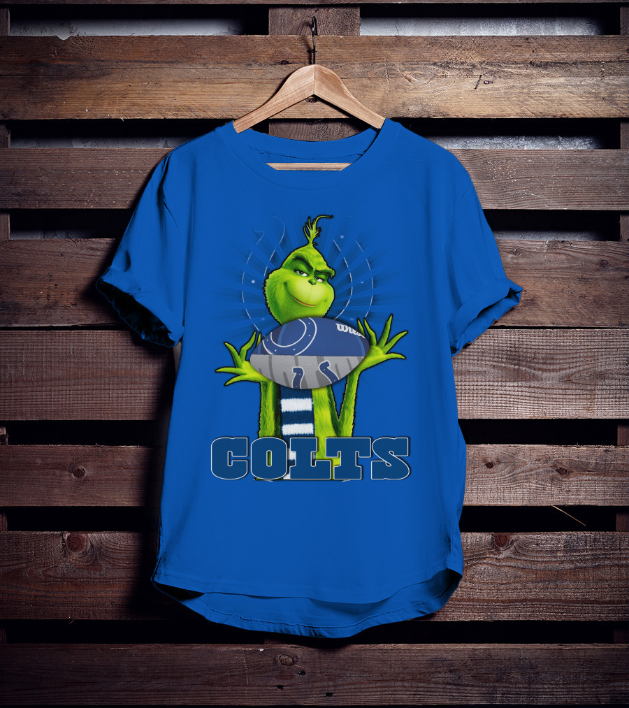 Grinch Holding Indianapolis Colts Football Stadium Background T-Shirt