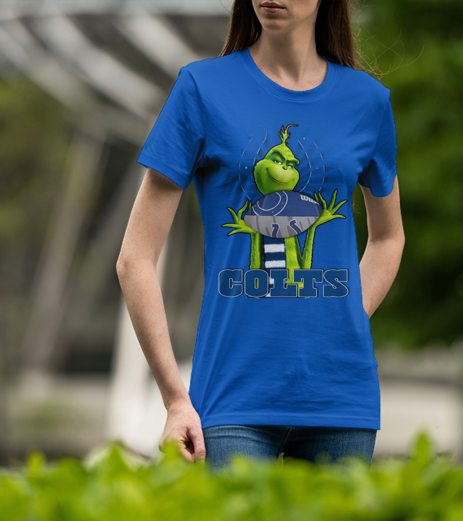 Grinch Holding Indianapolis Colts Football Stadium Background T-Shirt