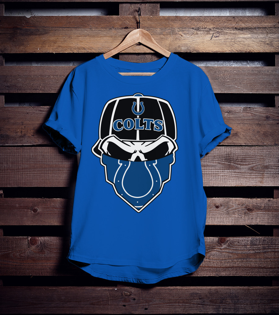Indianapolis Colts Skull Bandana Helmet T-Shirt