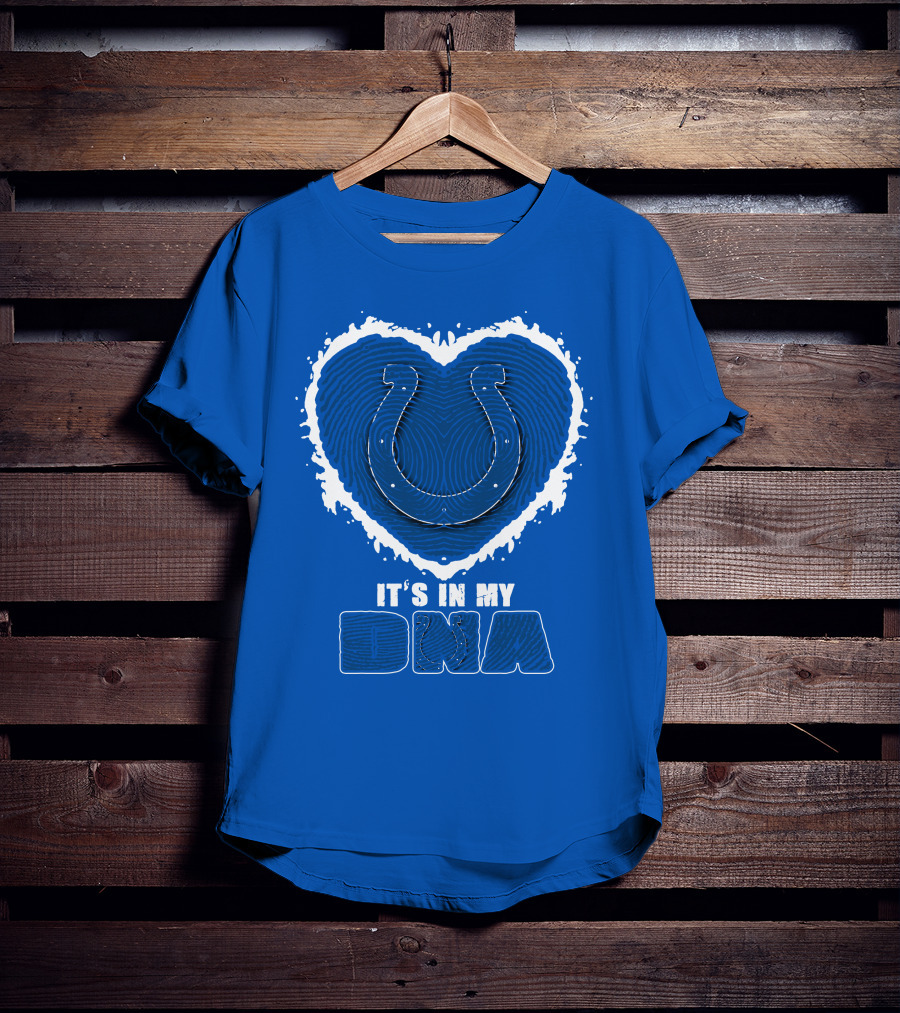 Indianapolis Colts It's In My Dna Heart Horseshoe Fingerprint T-Shirt