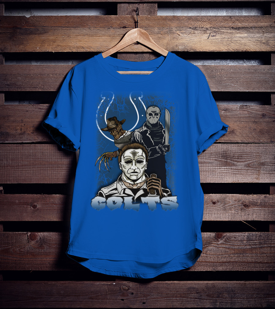 Colts Indianapolis Horror Characters Halloween Mashup T-Shirt