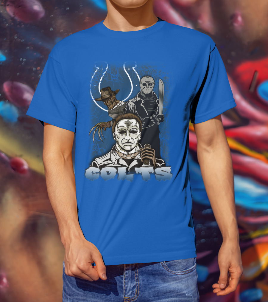 Colts Indianapolis Horror Characters Halloween Mashup T-Shirt