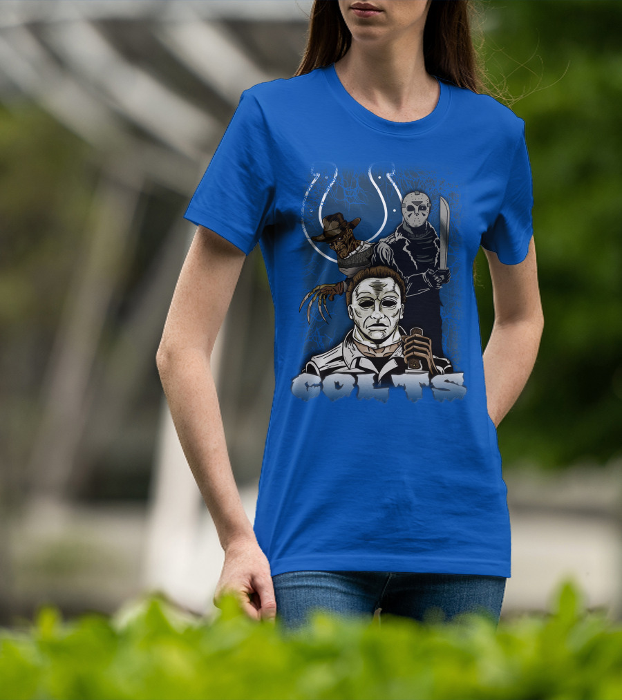 Colts Indianapolis Horror Characters Halloween Mashup T-Shirt