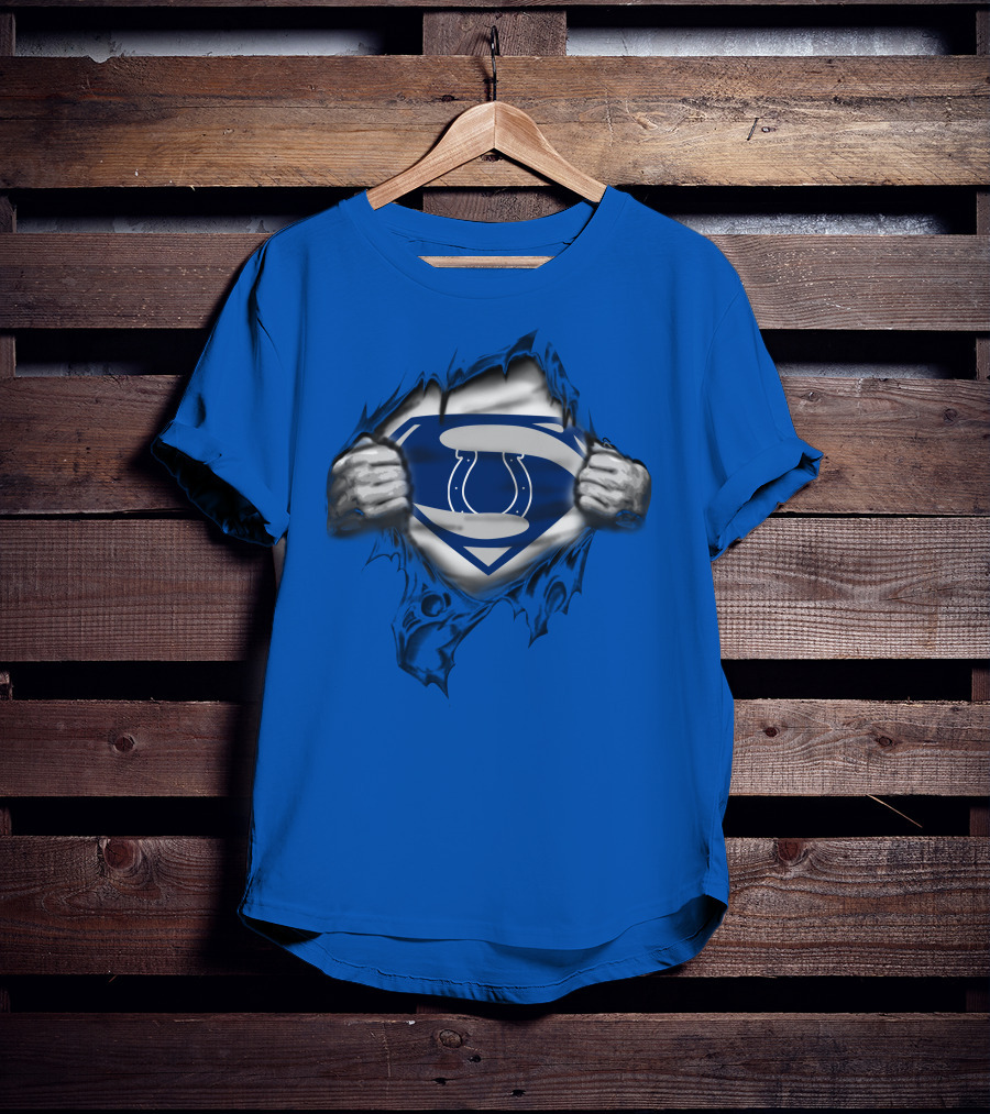 Superman Style Indianapolis Colts 70 Logo Burst T-Shirt