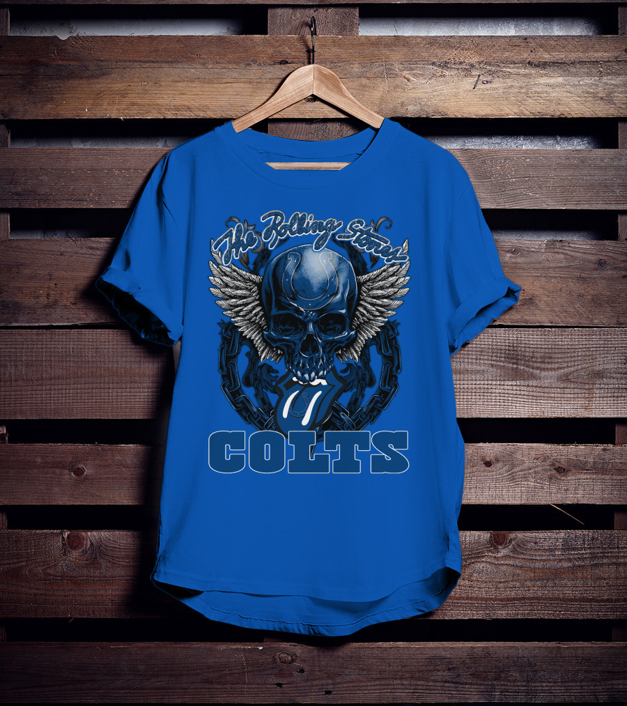 The Rolling Stones Colts Logo Skull Winged Chain T-Shirt