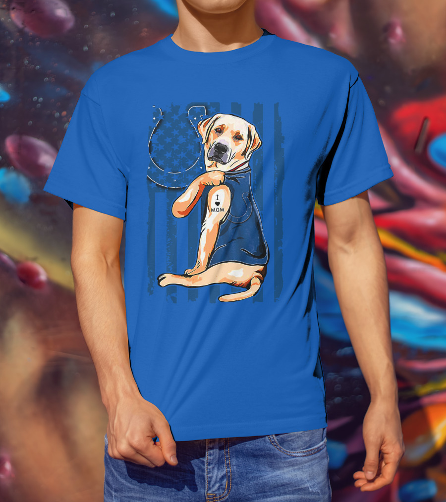 Labrador Retriever I Love Mom Indianapolis Colts T-Shirt