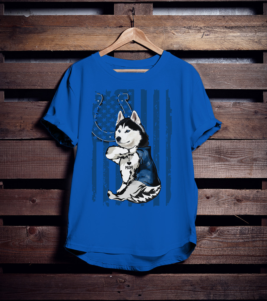 Siberian Husky Mom Indianapolis Colts Blue Iconic Fan Loyalty T-Shirt