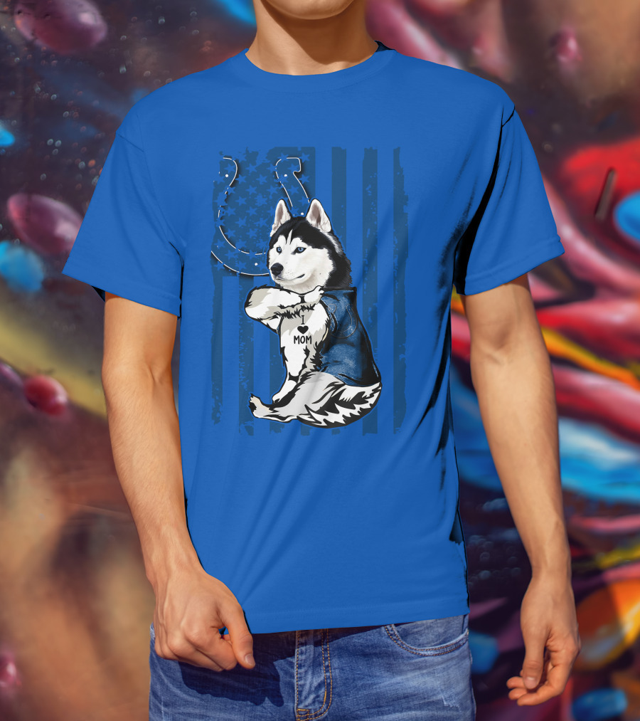 Siberian Husky Mom Indianapolis Colts Blue Iconic Fan Loyalty T-Shirt