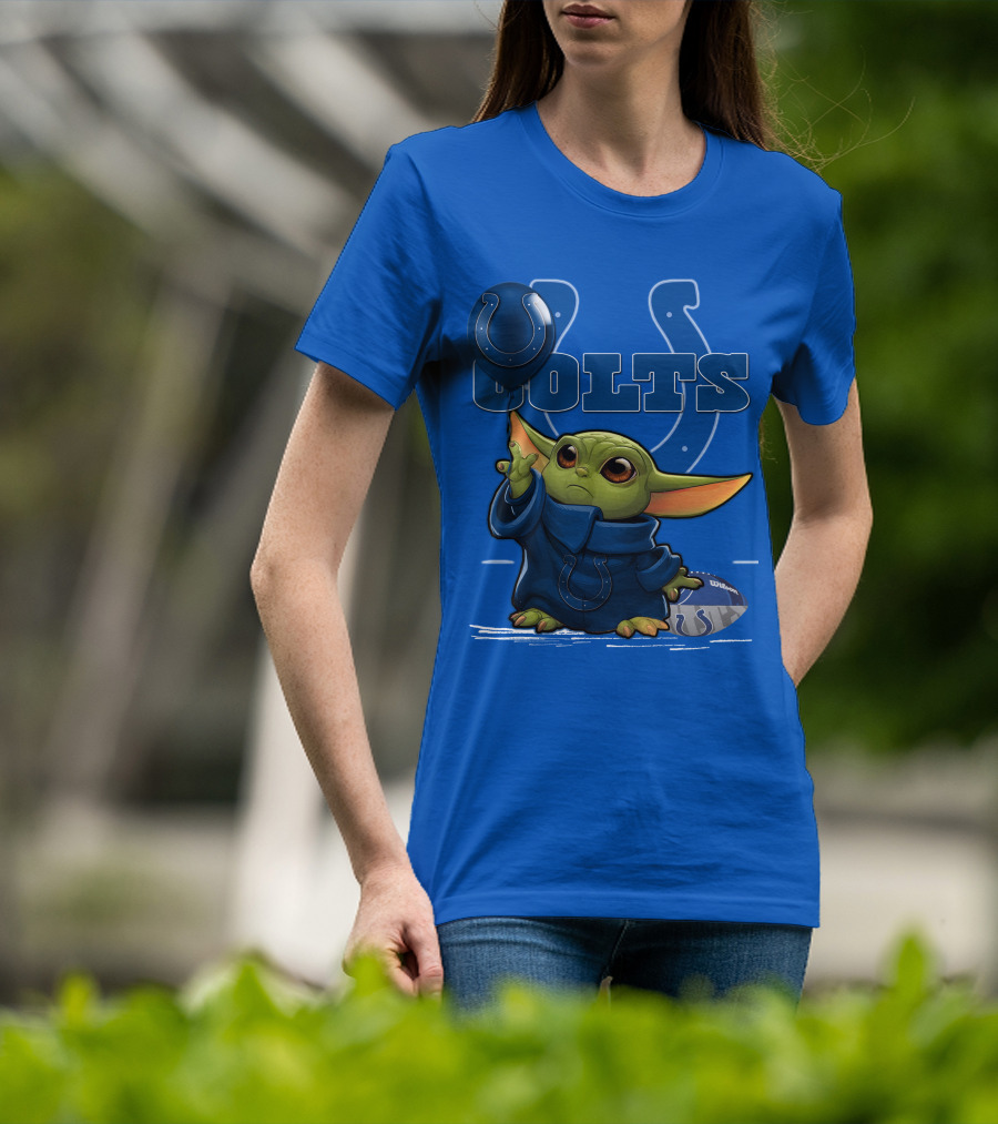 Colts Yoda Holding Horseshoe Balloon And Football T-Shirt