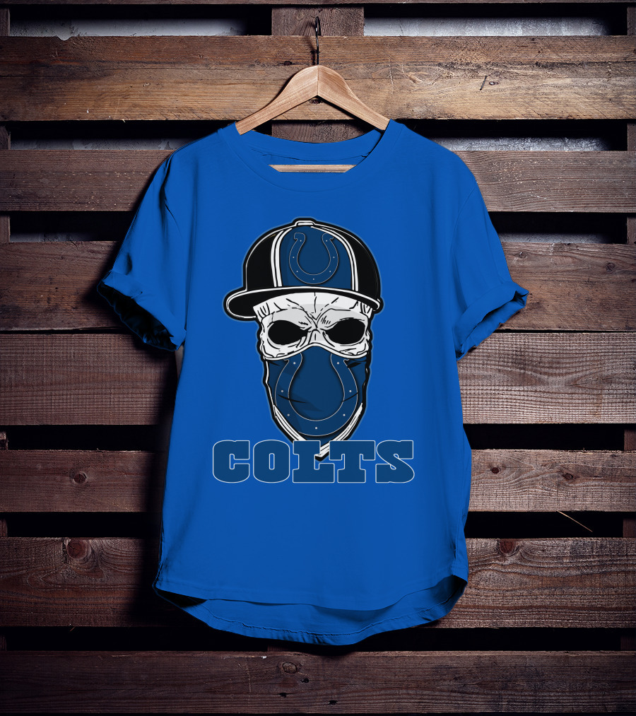 Skull Cap Colts Logo Indianapolis Colts T-Shirt