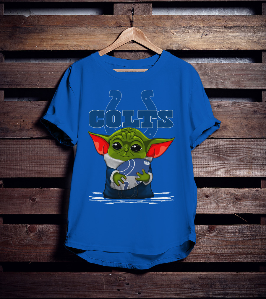 Yoda Holding Football With Indianapolis Colts T-Shirt