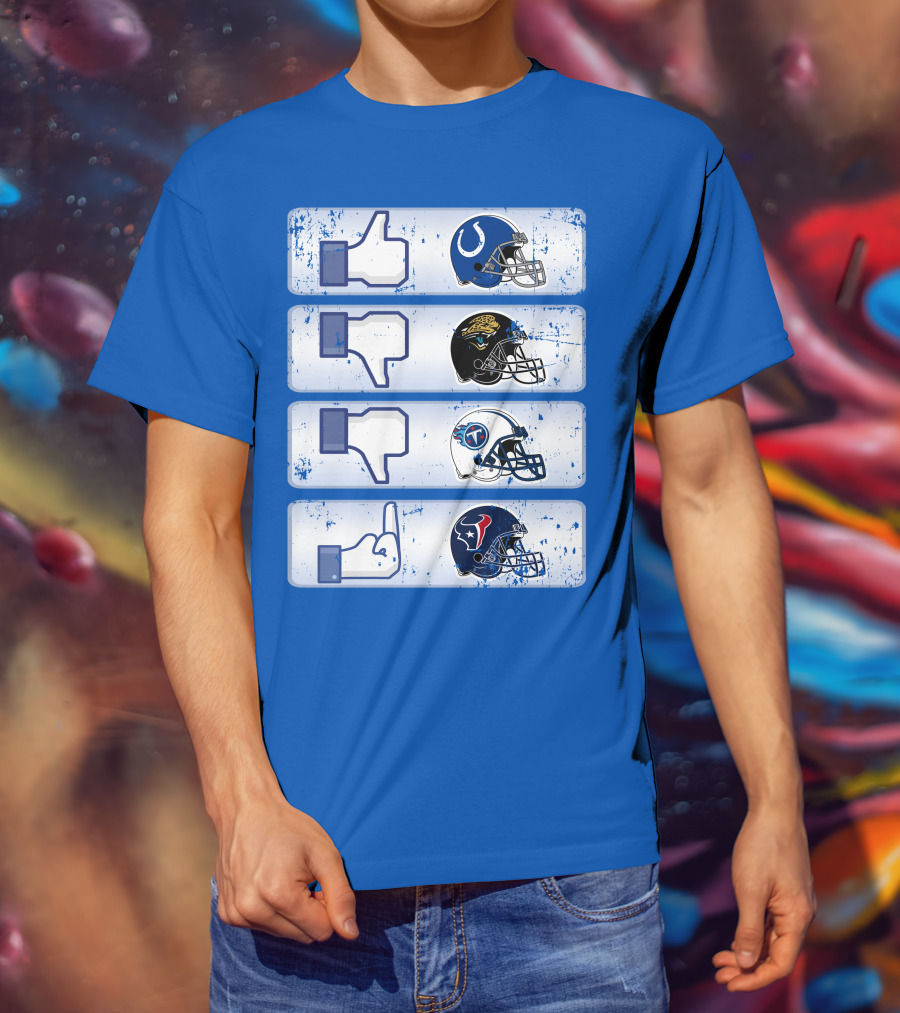 Indianapolis Colts Helmet Thumbs Up Rival Nfl Teams Jaguars Titans Texans T-Shirt