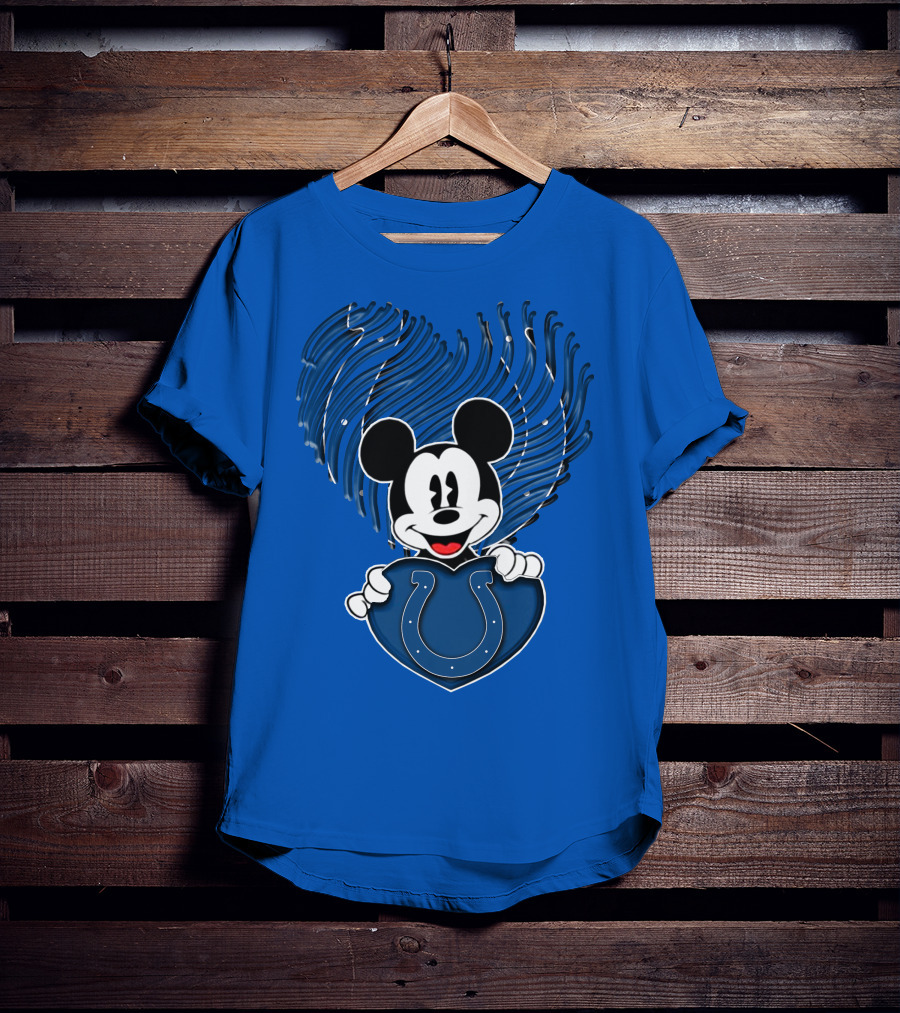 Mick Mickey Heart Indianapolis Colts Iconic Blue Fan T-Shirt