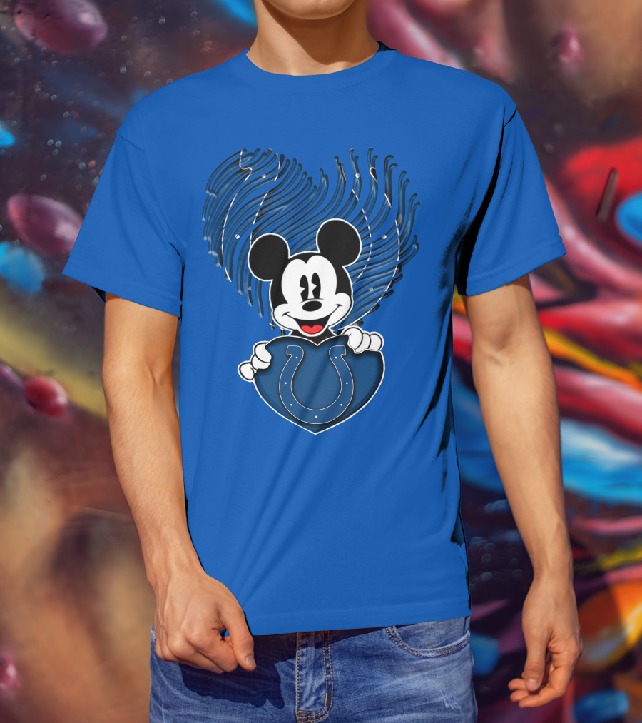 Mick Mickey Heart Indianapolis Colts Iconic Blue Fan T-Shirt