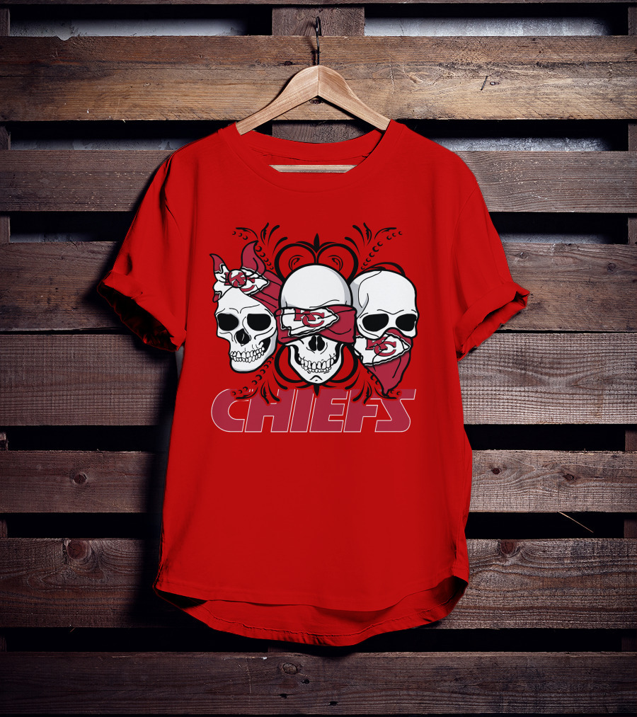 Kansas City Chiefs 3 Skull Bandanas T-Shirt